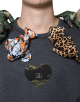 Dolce & Gabbana Gray Camouflage Animal Stuff Cotton T-shirt