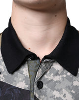 Dolce & Gabbana Multicolor Camouflage Patchwork Silk Polo T-shirt