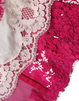 Dolce & Gabbana Pink Lace Crystal Sheath Long Gown Dress