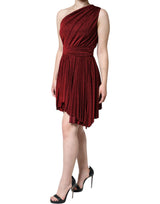 Dolce & Gabbana Red One Shoulder Pleated A-line Mini Dress