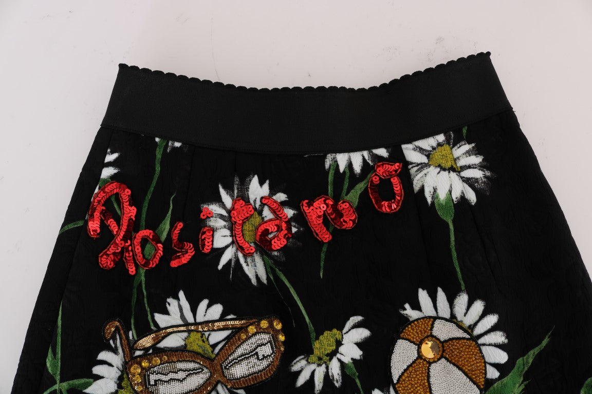 Dolce & Gabbana Embellished A-Line Mid-Calf Skirt