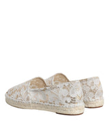 Dolce & Gabbana White Lace Viscose Espadrilles Flats Shoes