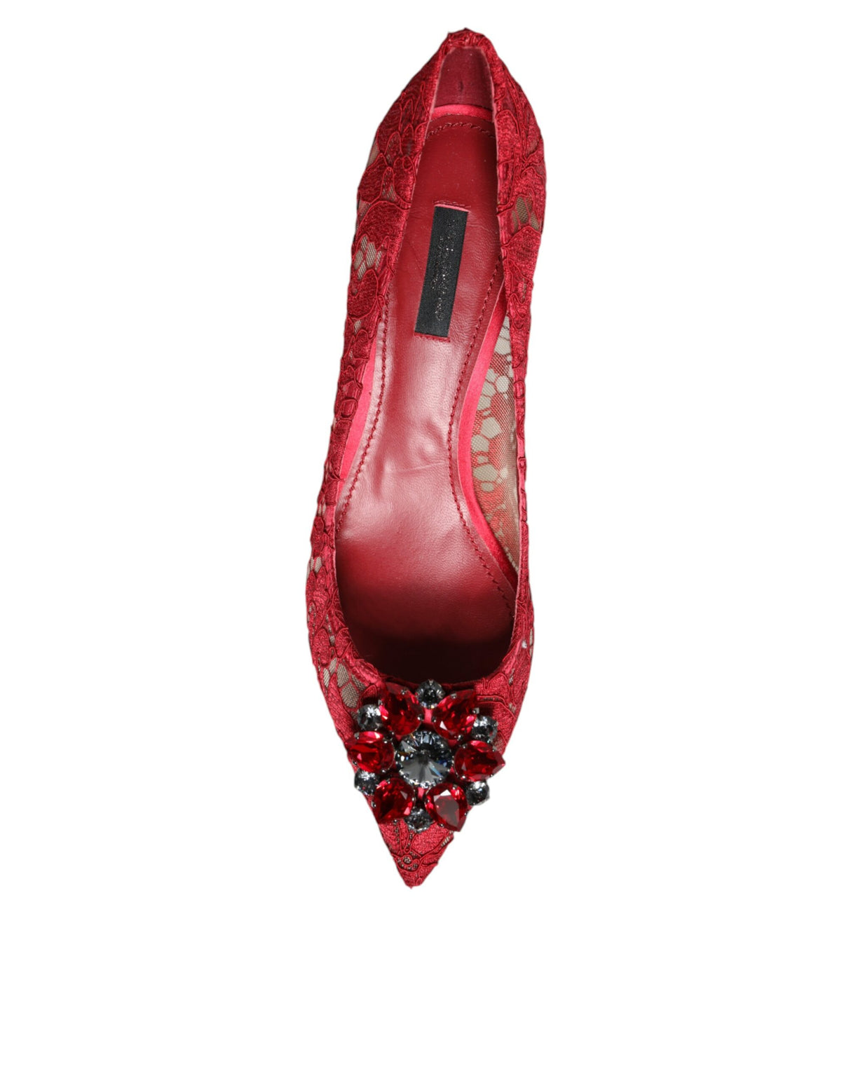 Dolce & Gabbana Red Taormina Lace Crystal Heels Pumps Shoes