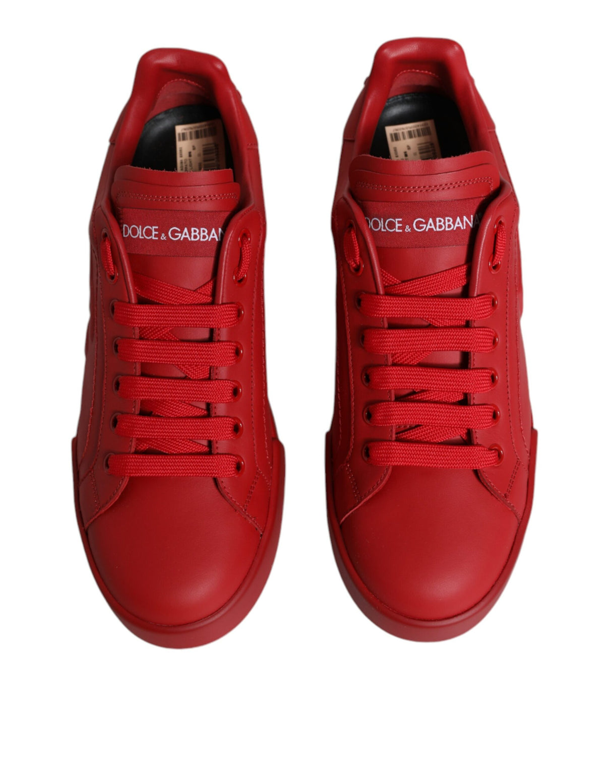 Dolce & Gabbana Red Leather Low Top Women Sneakers Shoes