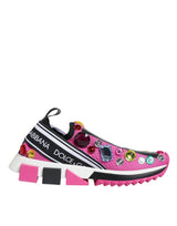 Dolce & Gabbana Pink Sorrento Crystals Low Top Sneakers Shoes