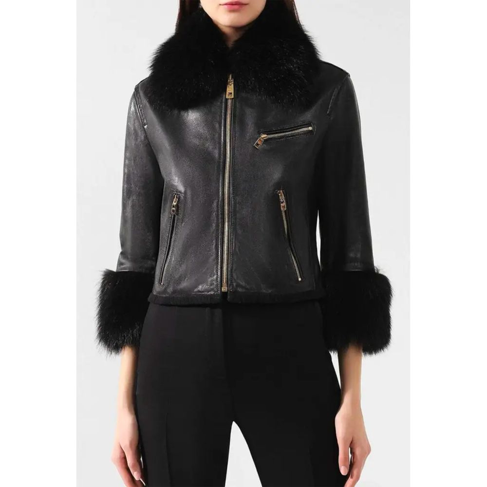 Dolce & Gabbana Black Leather Di Lambskin Jackets & Coat