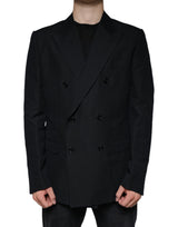 Dolce & Gabbana Black Linen Double Breasted Dress Blazer