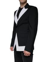 Dolce & Gabbana Black White Single Breasted Dress Blazer