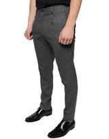 Dolce & Gabbana Gray Check Tartan Wool Skinny Pants