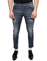 Dolce & Gabbana Dark Blue Washed Cotton Skinny Denim Jeans