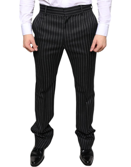 Dolce & Gabbana Black Stripes Skinny Men Dress Pants