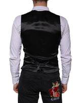 Dolce & Gabbana Black Wool Waistcoat Dress Formal Vest