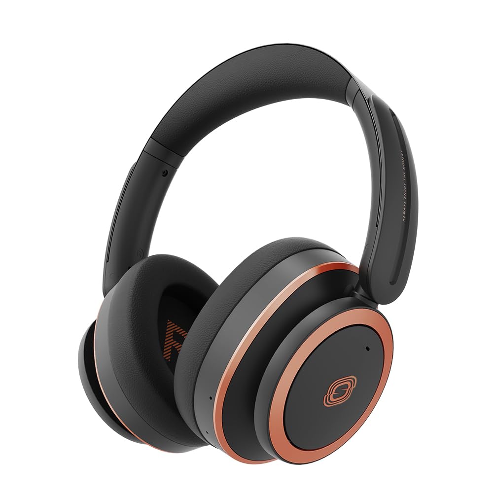 Unbktom Over Ear Headphones with Microphone 76H Playtime Fast Charing Active Noise Cancelling Headphones Comfort Foldable Wireless Bluetooth Headphones for Cellphone/iPad/Laptop/Computer Black