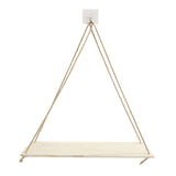 Wall-Mounted Wooden Shelf with Decorative Rope Planter