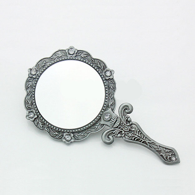 Retro Portable Handheld Metal Makeup Mirror