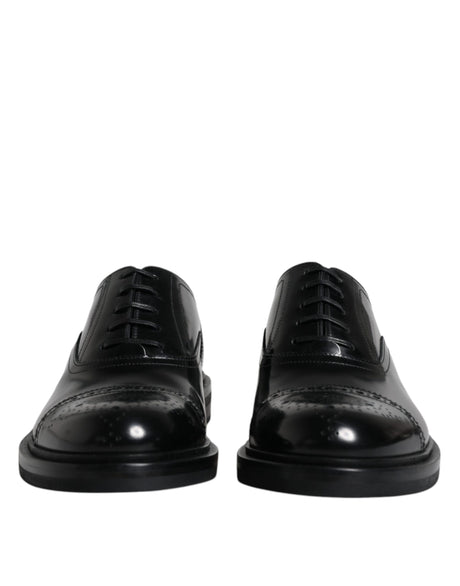 Dolce & Gabbana Black Leather Oxford Wingtip Men Formal Shoes