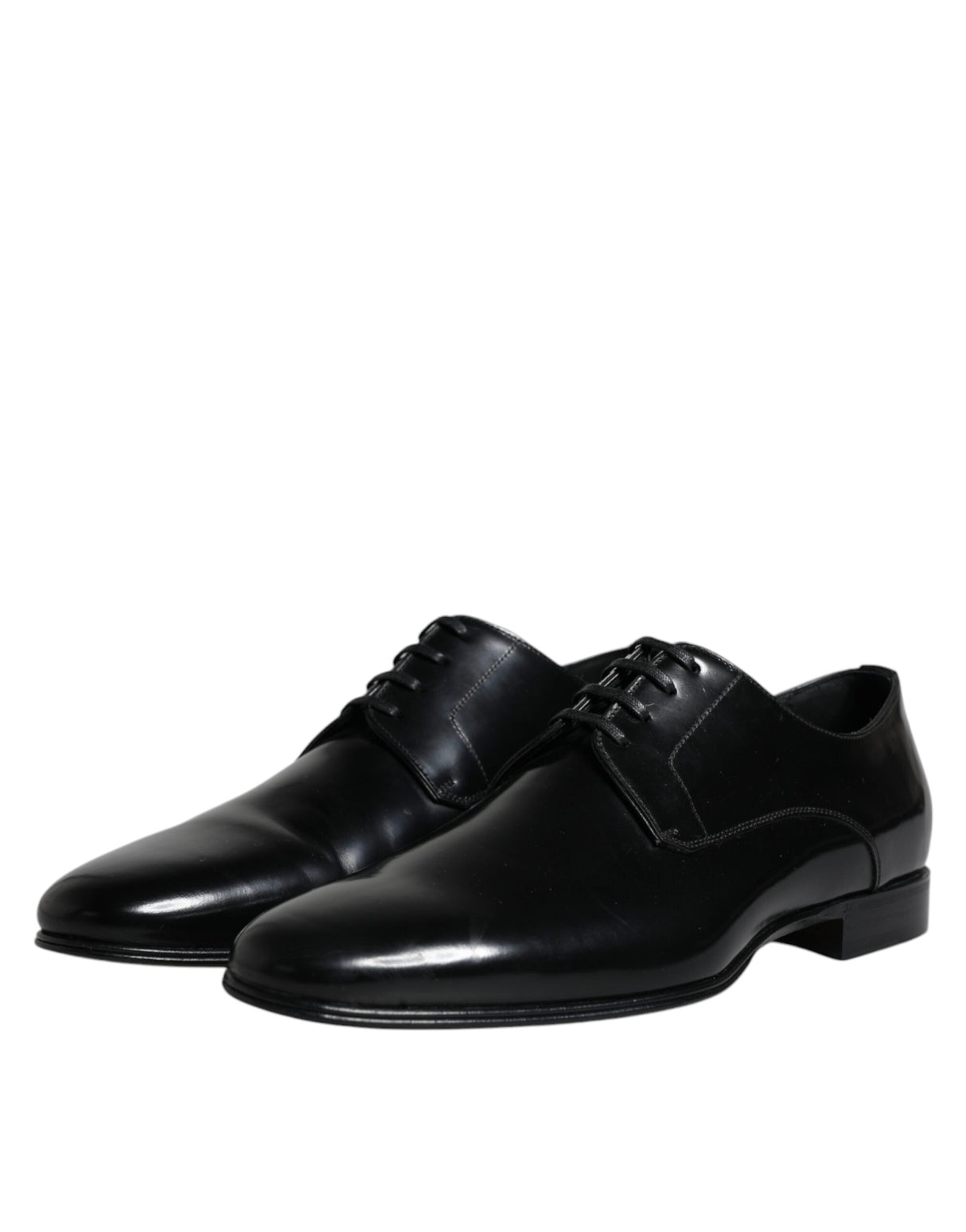 Dolce & Gabbana Black Leather Lace Up Men Derby Formal Shoes