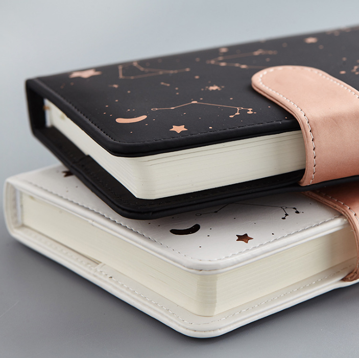 Starry Leather Notebook with Snap Closure (Stationery)