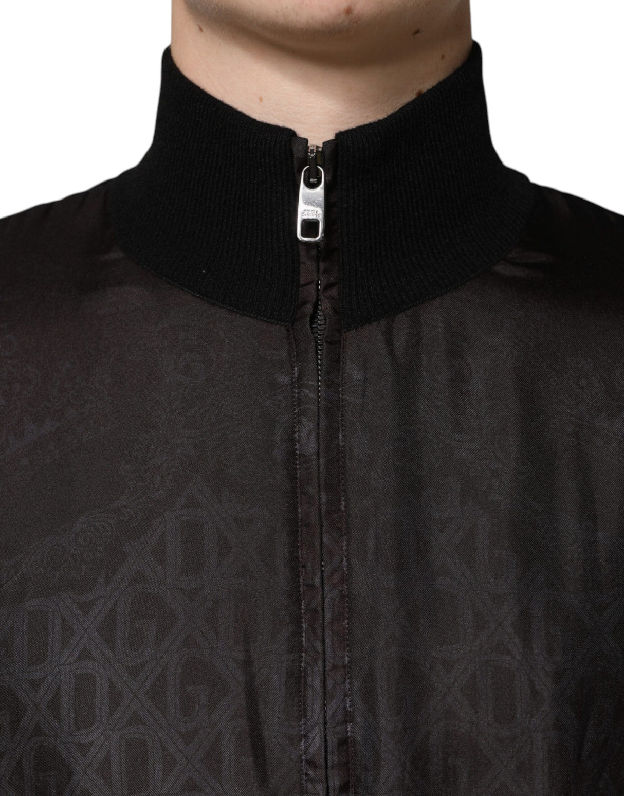 Dolce & Gabbana Black Logo Monogram Full Zip Bomber Jacket