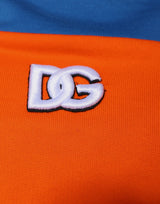 Dolce & Gabbana Orange Blue Full Zip Jersey Bomber Jacket