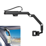 Fluher 1 PC Car Sun Visor Mobile Phone Holder 360-degree Rotating Portable Navigation Stand Multifunctional Retractable Rearview Mirror Moving Phone Bracket Universal for iPhone (Gray)