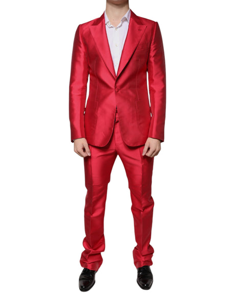 Dolce & Gabbana Red Polyester Single Breasted Formal Suit