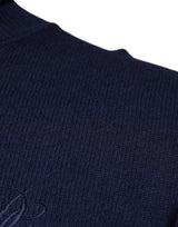 Dolce & Gabbana Blue Wool Knit Turtleneck Pullover Sweater