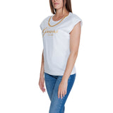 Guess White Cotton Tops & T-Shirt