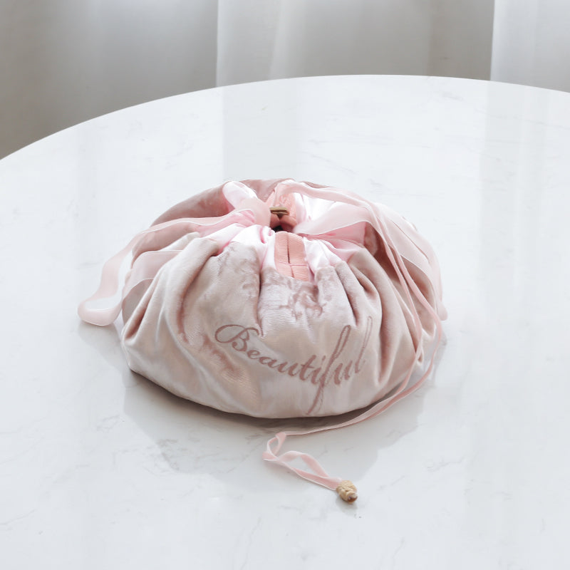 Large Travel Makeup Bag with Drawstring Closure