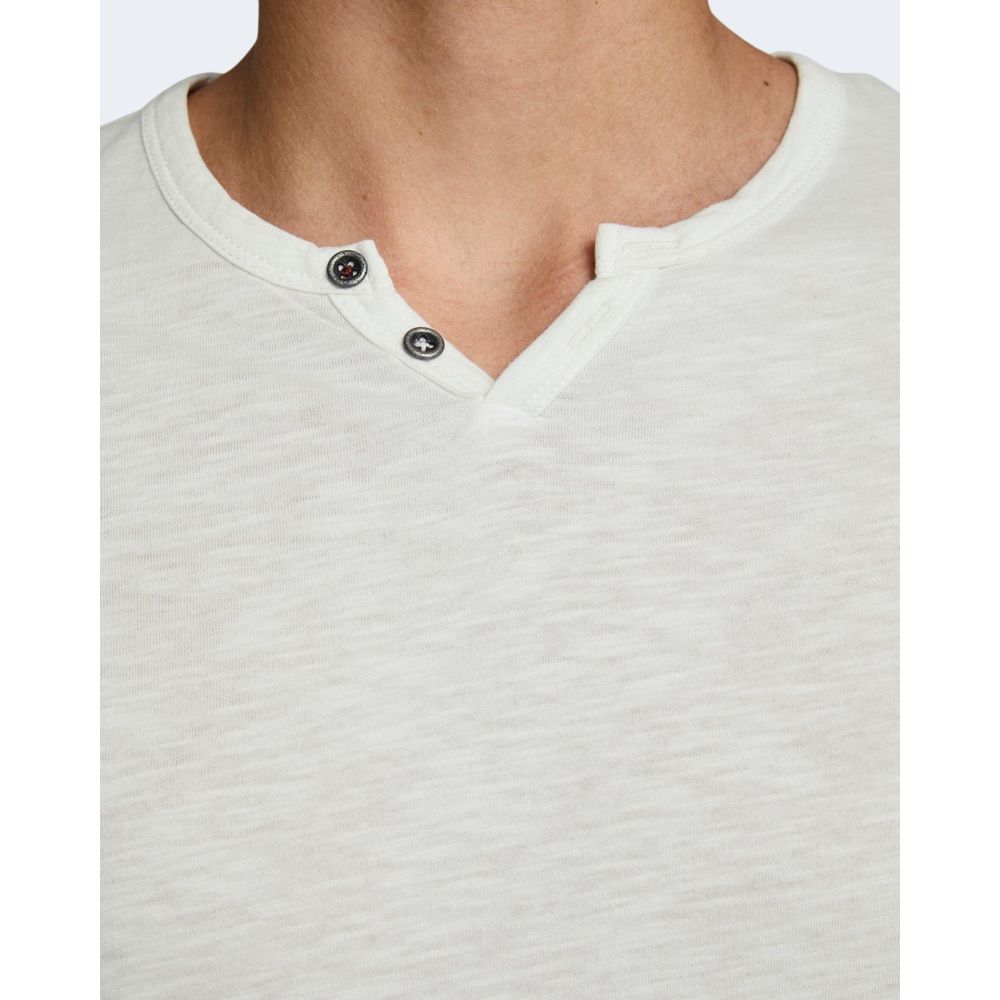 Jack Jones Cream Flamed Cotton T-Shirt