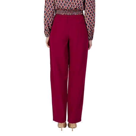 Vila Clothes Bordeaux Polyester Casual Pants