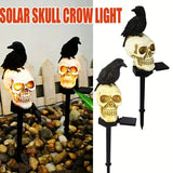 Crow Skull Solar Garden Light - Day of the Dead Decor