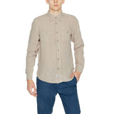 Blauer Beige Linen Shirt