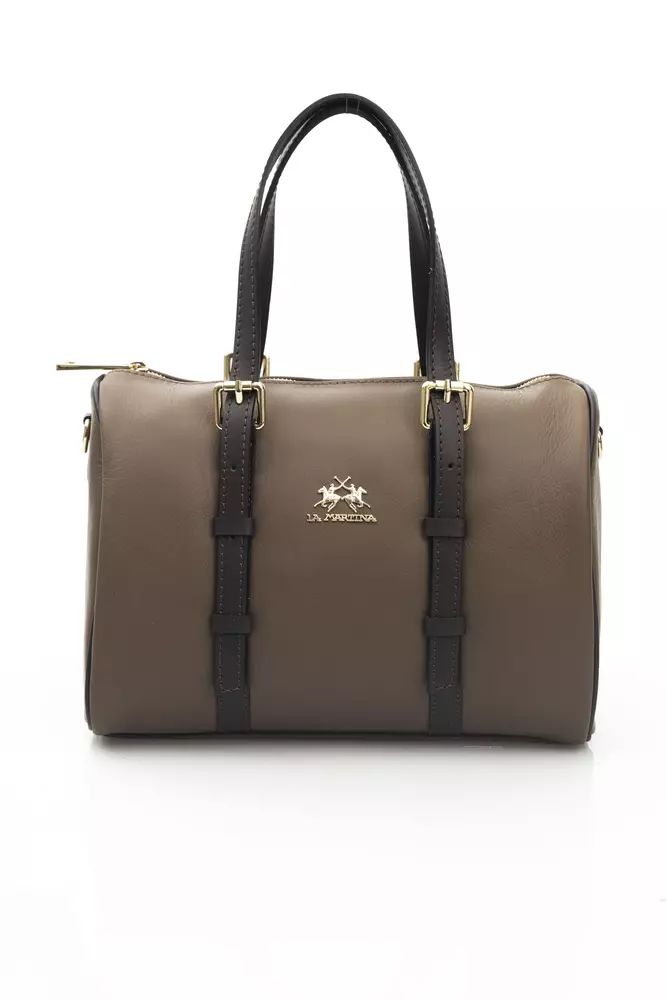 La Martina Brown Calfskin Messenger Bag