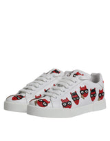 Dolce & Gabbana White Devil Face Portofino Sneakers Shoes