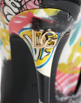 Dolce & Gabbana Multicolor Graffiti Keira Mid Calf Boots Shoes