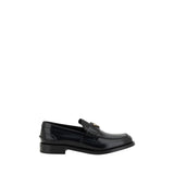Prada Black Leather Logo Loafers