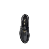 Prada Black Leather Logo Loafers