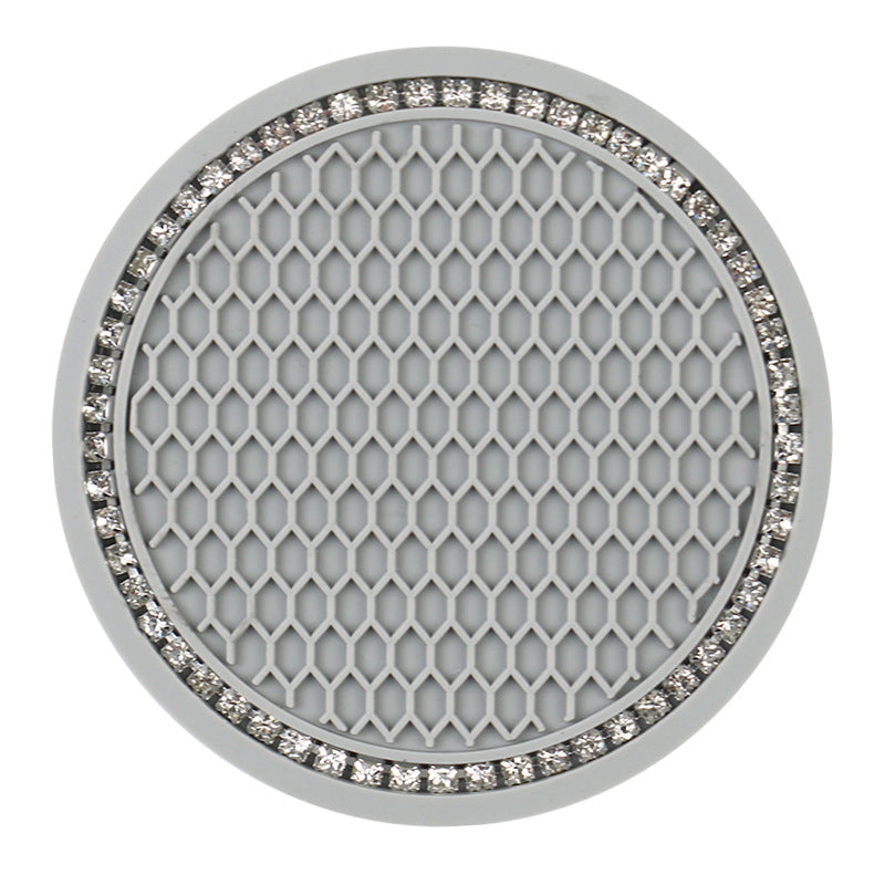 Creative Honeycomb Car Cup Holder Mat with Rhinestones