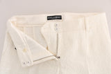 Dolce & Gabbana Elegant White Capri Pants - Cotton & Silk Blend