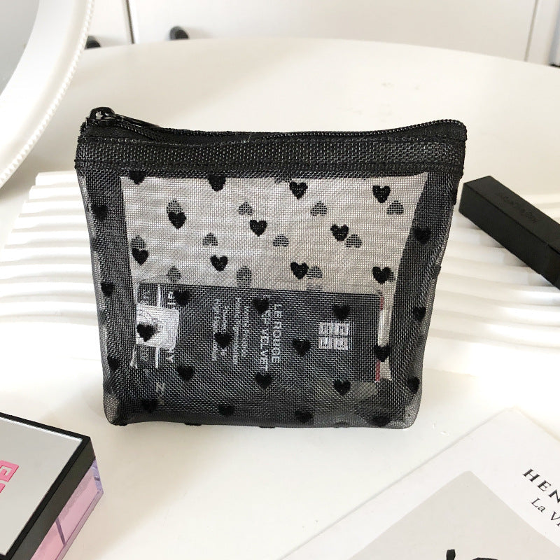 New Ins Heart Velvet Makeup Bag for Girls (Large Capacity)