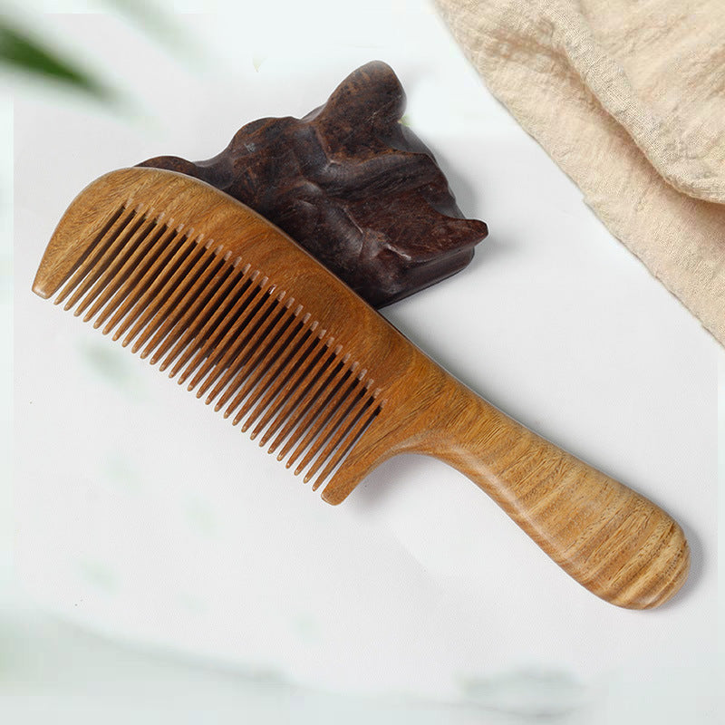 Sandalwood Hair Comb - Green Wooden Meridian Comb