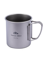 iClimb Titanium Cup Camping Coffee Mug Ultralight Compact with Foldable Handle (300ml)