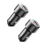 ANKUEE USB C Car Charger 2 Pack PD 20W & QC 3.0 22.5W USB Car Fast Charger Plug Mini Aluminum Alloy Cigarette Lighter Charging Adapter Compatible with iPhone Galaxy S22/21 Google Pixel 6