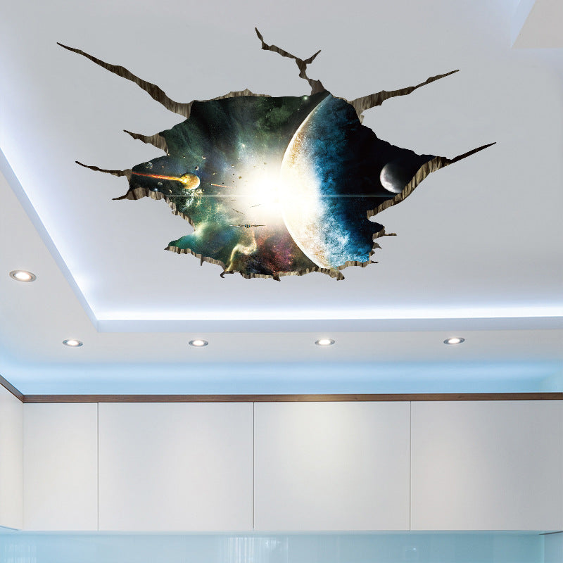 3D Space Planet Floor Wall Stickers for Home Decor