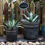 African Element Vintage Black Ceramic Planter Vase