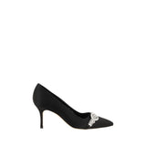 Manolo Blahnik Black Asapump Satin Pumps