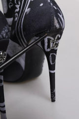 Dolce & Gabbana Black Logo Stretch Heels High Boots Shoes