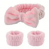 3pcs Cute Microfiber Bow-Knot Headband & Wristband Set