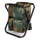 YESIACE Portable Hiking Camouflage Camping Stool Folding Camping Chair Stool Backpack with Cooler Insulated Picnic Bag